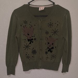 Miss ladybug Brand Cute Olive Cardigan with Deers (Vintage Rare)